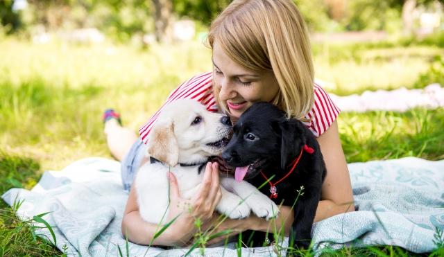 Woman and pets