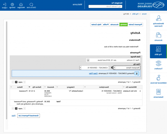 Bill Pay Activity