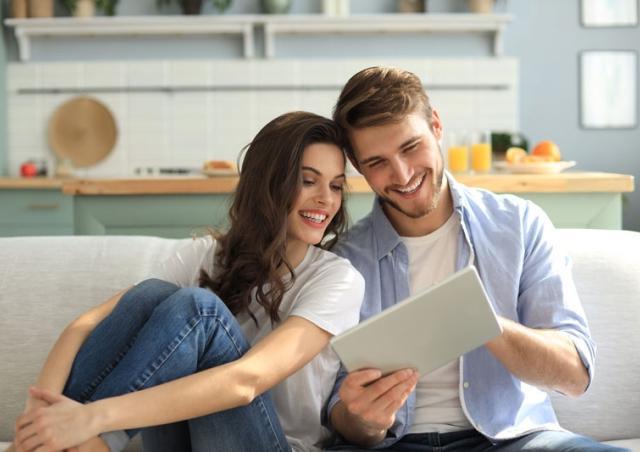 Couple looking at ipad