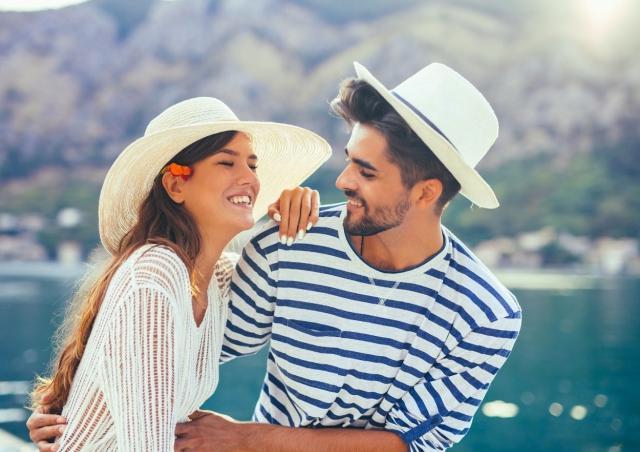 Young couple on vacation in Portofino.