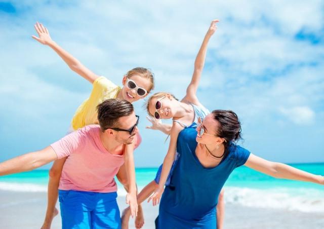 Family on a beach vacation